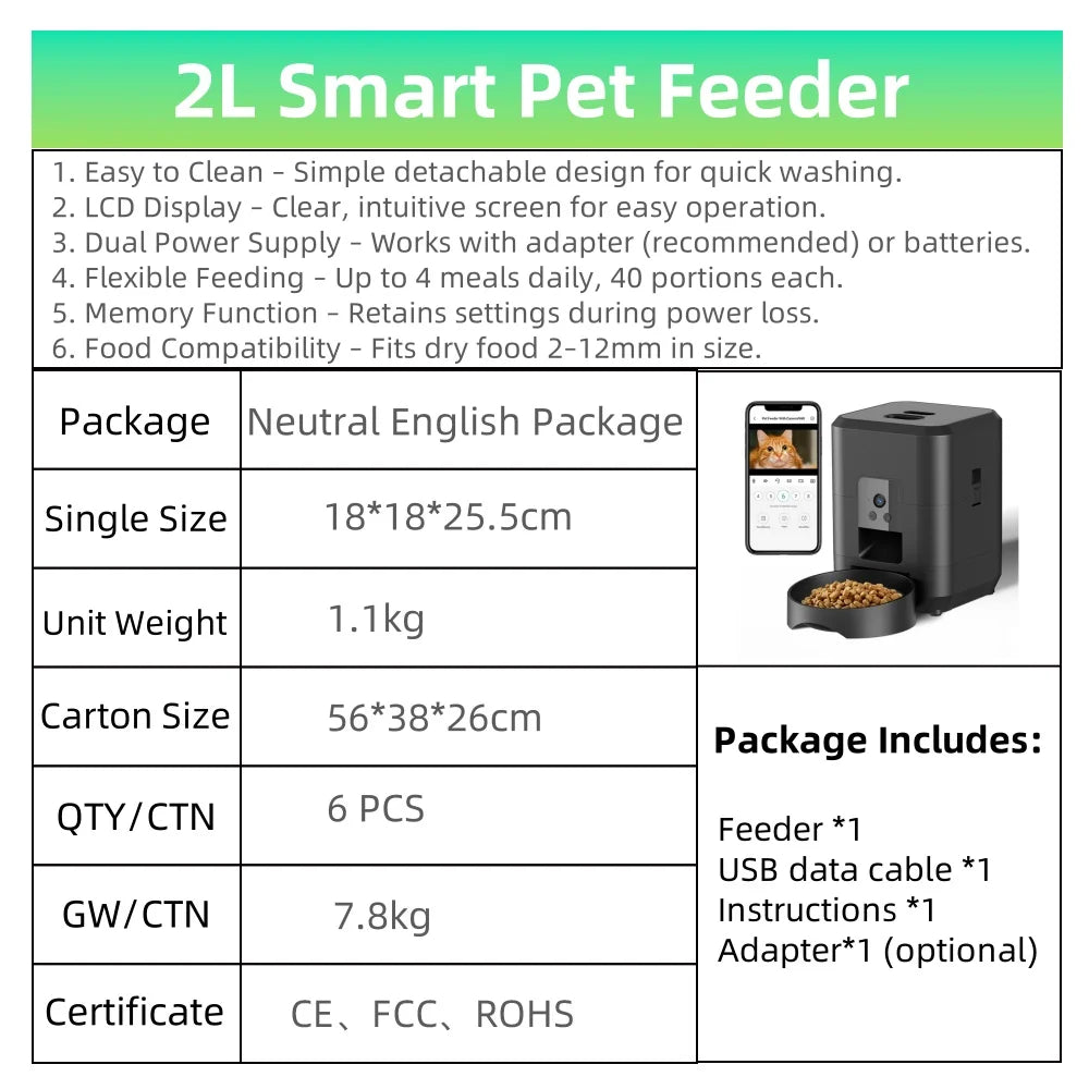 Distributeur automatique de croquettes avec caméra pour chat