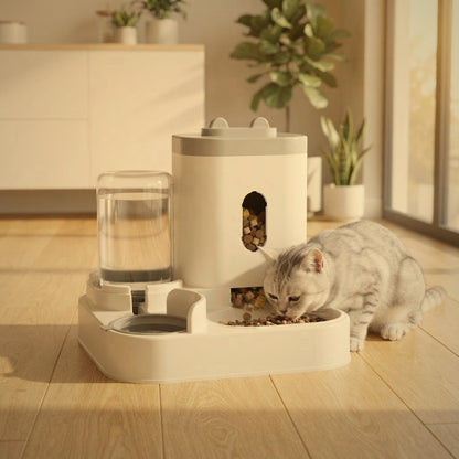 2-in-1 automatic food and water dispenser – Cat and dog